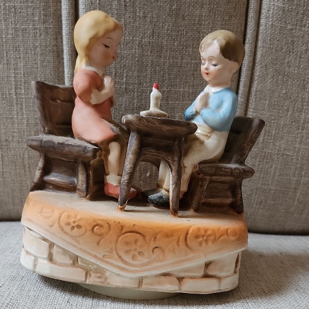 Charming Hand-Painted Figurine - Boy and Girl in Prayer